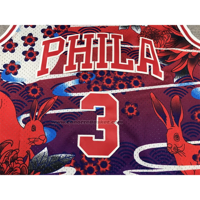 Maglia Philadelphia 76ers Allen Iverson #3 Mitchell & Ness Lunar New Year Rosso